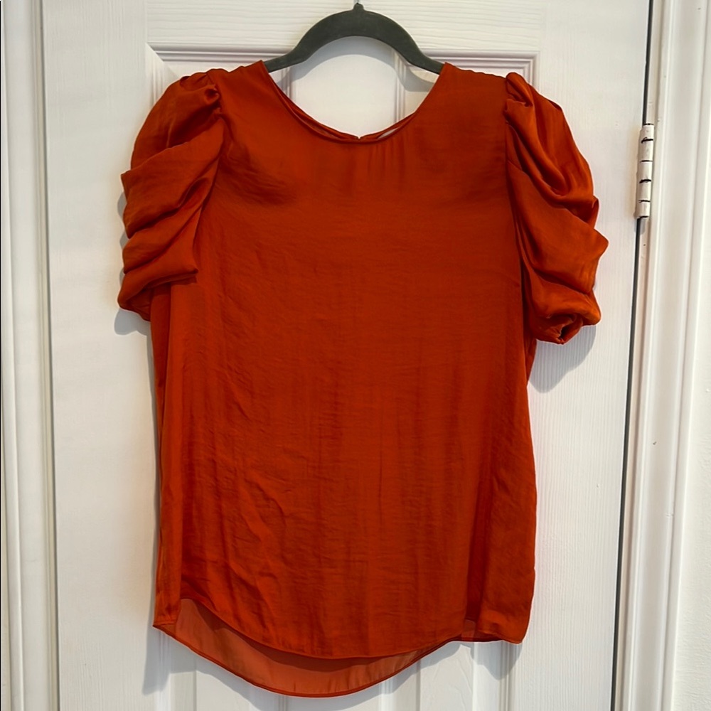 Statement sleeve orange blouse